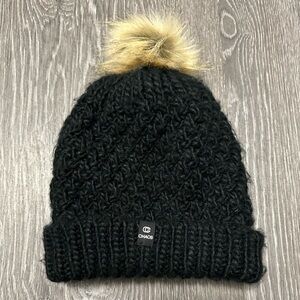Chaos Black Knit Pom-Pom Beanie
